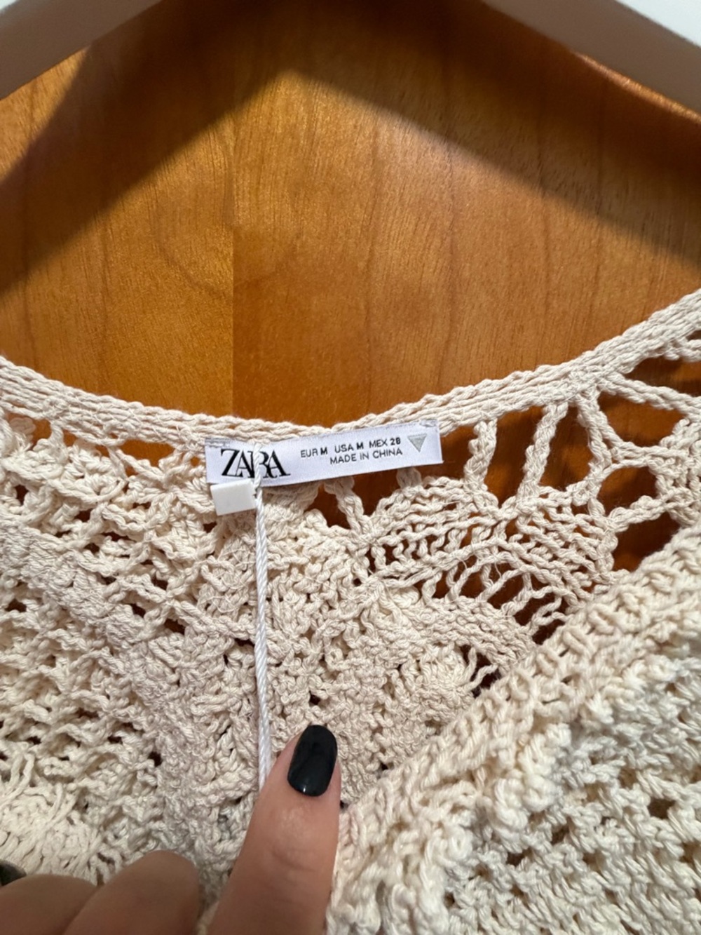 Zara Crochet Openwork Top - Cream - Picture 4 of 5
